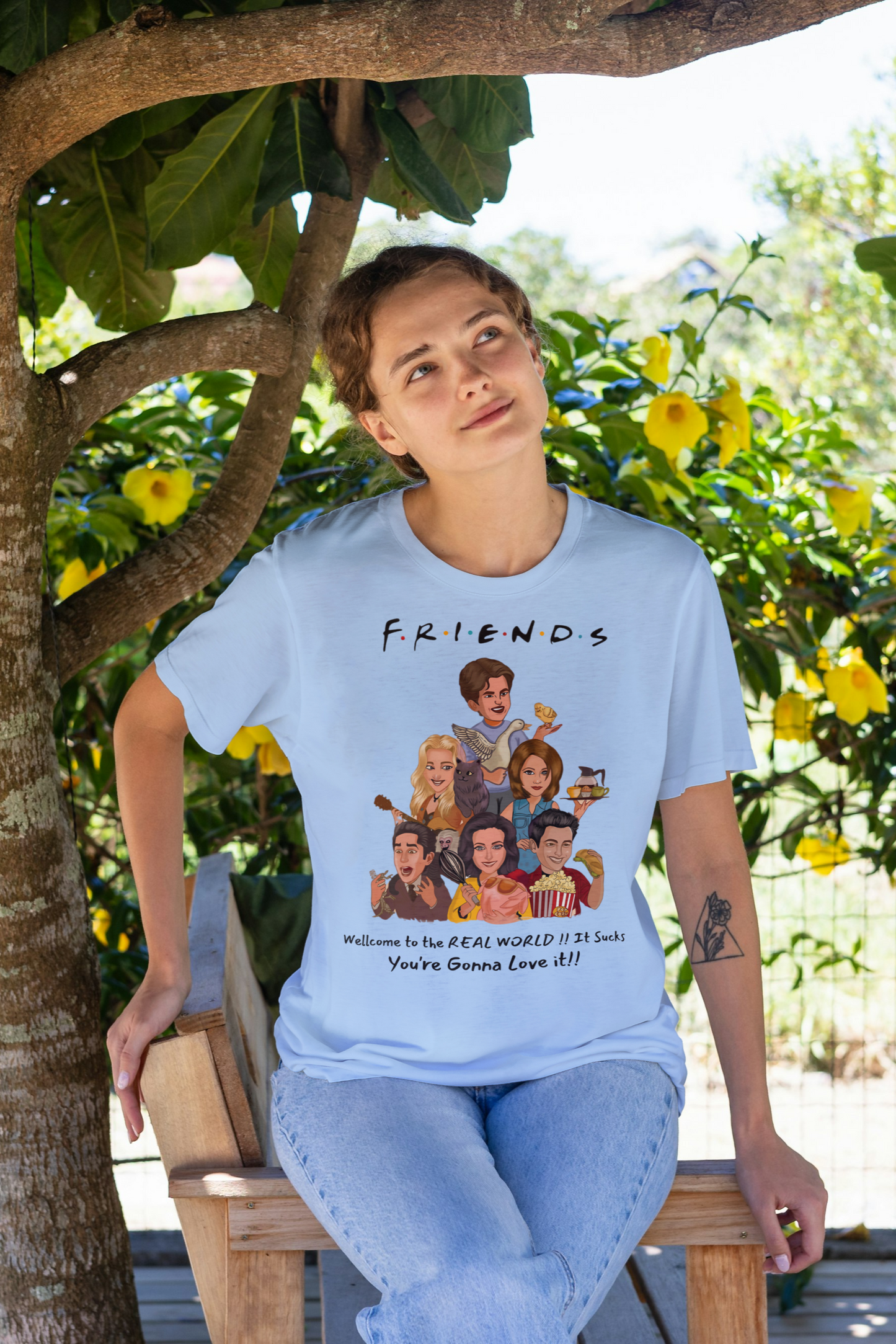Friends TV Show Quote – Real World Funny Fan Art T-Shirt Design- Woman