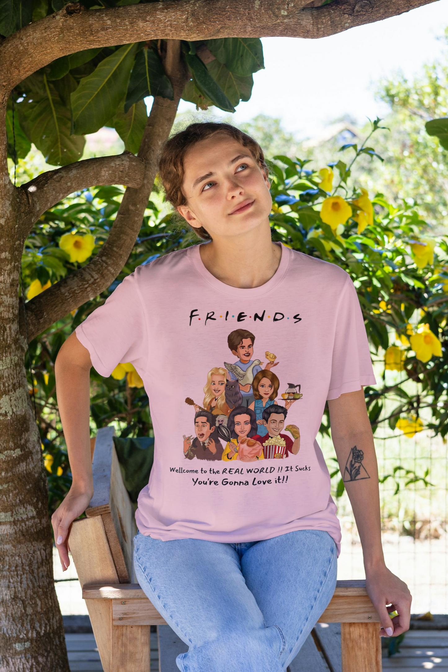 Friends TV Show Quote – Real World Funny Fan Art T-Shirt Design- Woman