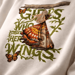 "Girls Who Forget Her Wings" Butterfly Graphic Oversized T-Shirt - Off-White Premium Cotton