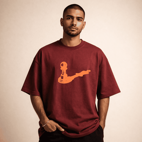 'Hidden Potential' Pawn with Queen Shadow Oversized T-Shirt - Maroon Streetwear Graphic Tee