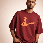 'Hidden Potential' Pawn with Queen Shadow Oversized T-Shirt - Maroon Streetwear Graphic Tee