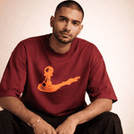 'Hidden Potential' Pawn with Queen Shadow Oversized T-Shirt - Maroon Streetwear Graphic Tee
