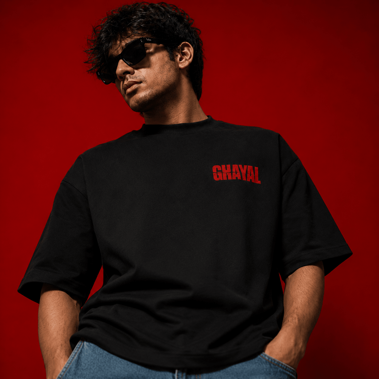 GHAYAL Oversized Black T-Shirt - Soch Dost
