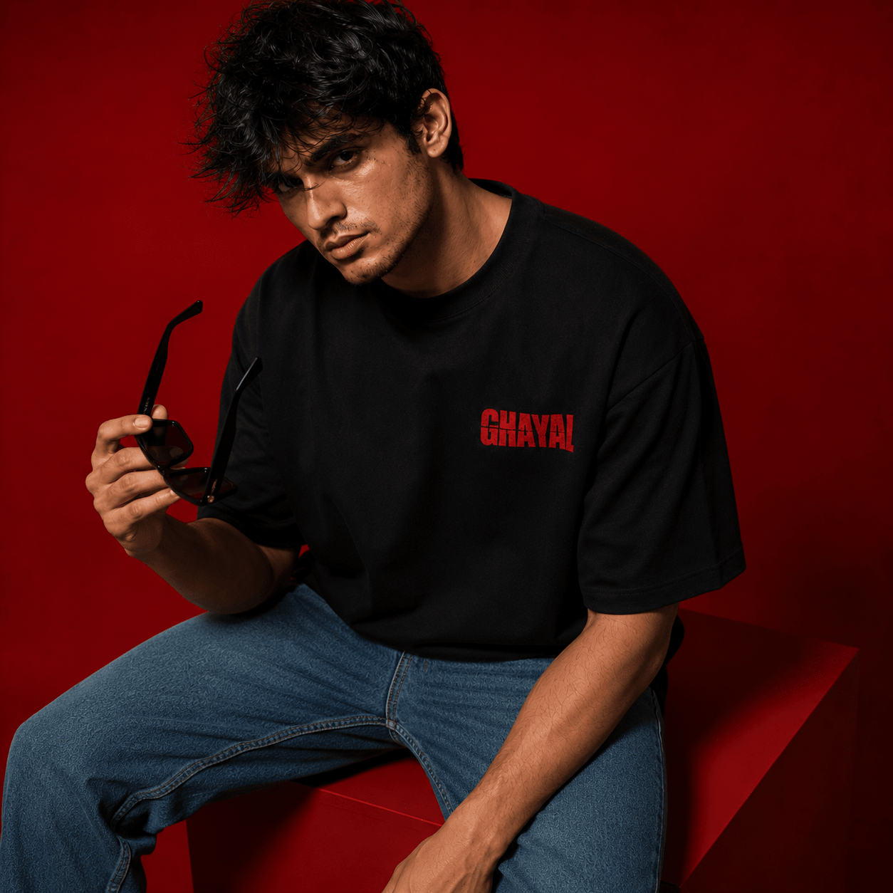 GHAYAL Oversized Black T-Shirt - Soch Dost