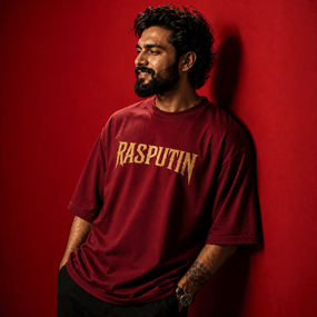 RASPUTIN Oversized Maroon T-Shirt - Soch Dost