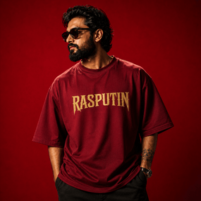 RASPUTIN Oversized Maroon T-Shirt - Soch Dost