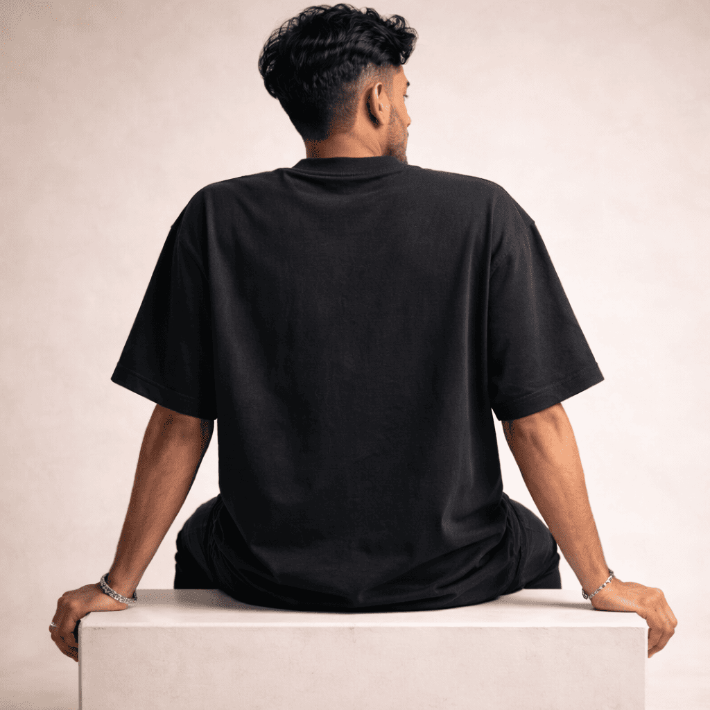 The "Atomic Resilience" Onyx Black Oversized T-shirt - Soch Dost