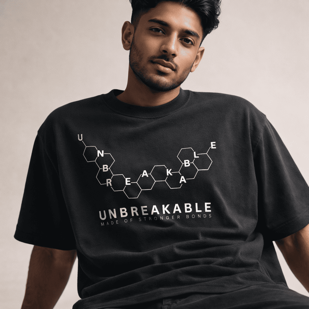 The "Atomic Resilience" Onyx Black Oversized T-shirt - Soch Dost