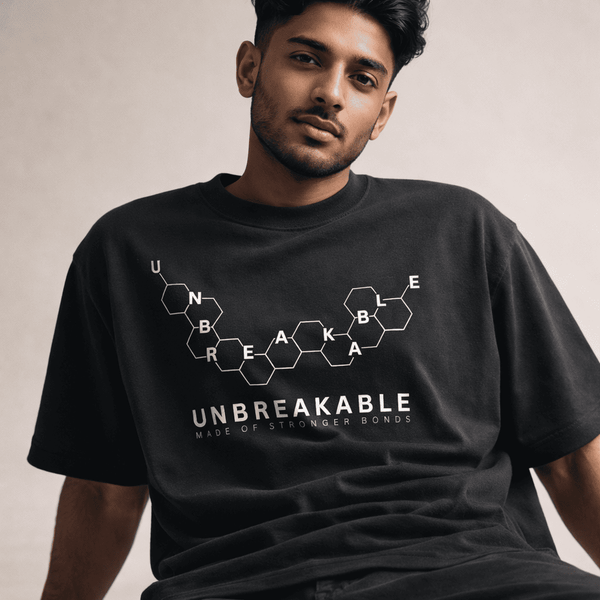 The "Atomic Resilience" Onyx Black Oversized T-shirt - Soch Dost