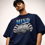 The "Cerebral Dominion" Midnight Navy Oversized T-shirt - Soch Dost