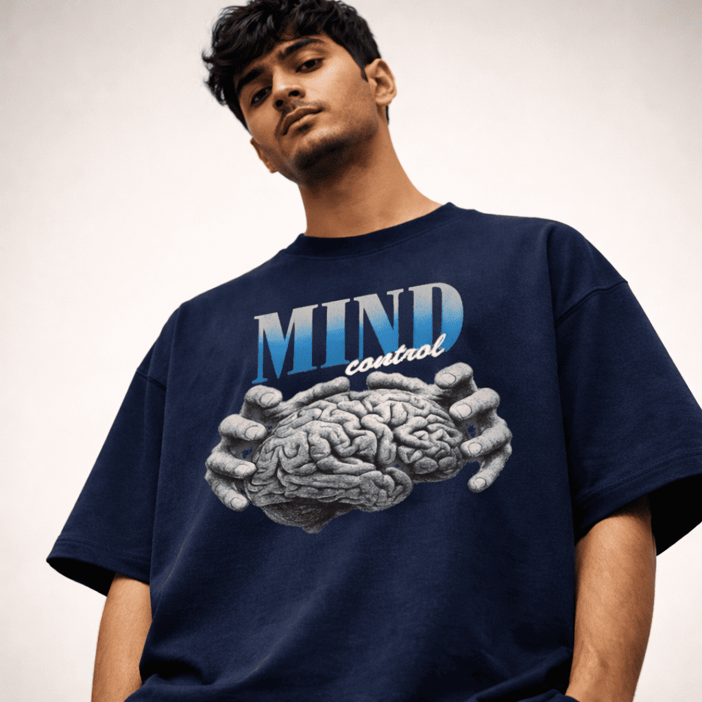 The "Cerebral Dominion" Midnight Navy Oversized T-shirt - Soch Dost