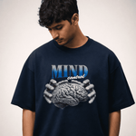 The "Cerebral Dominion" Midnight Navy Oversized T-shirt - Soch Dost