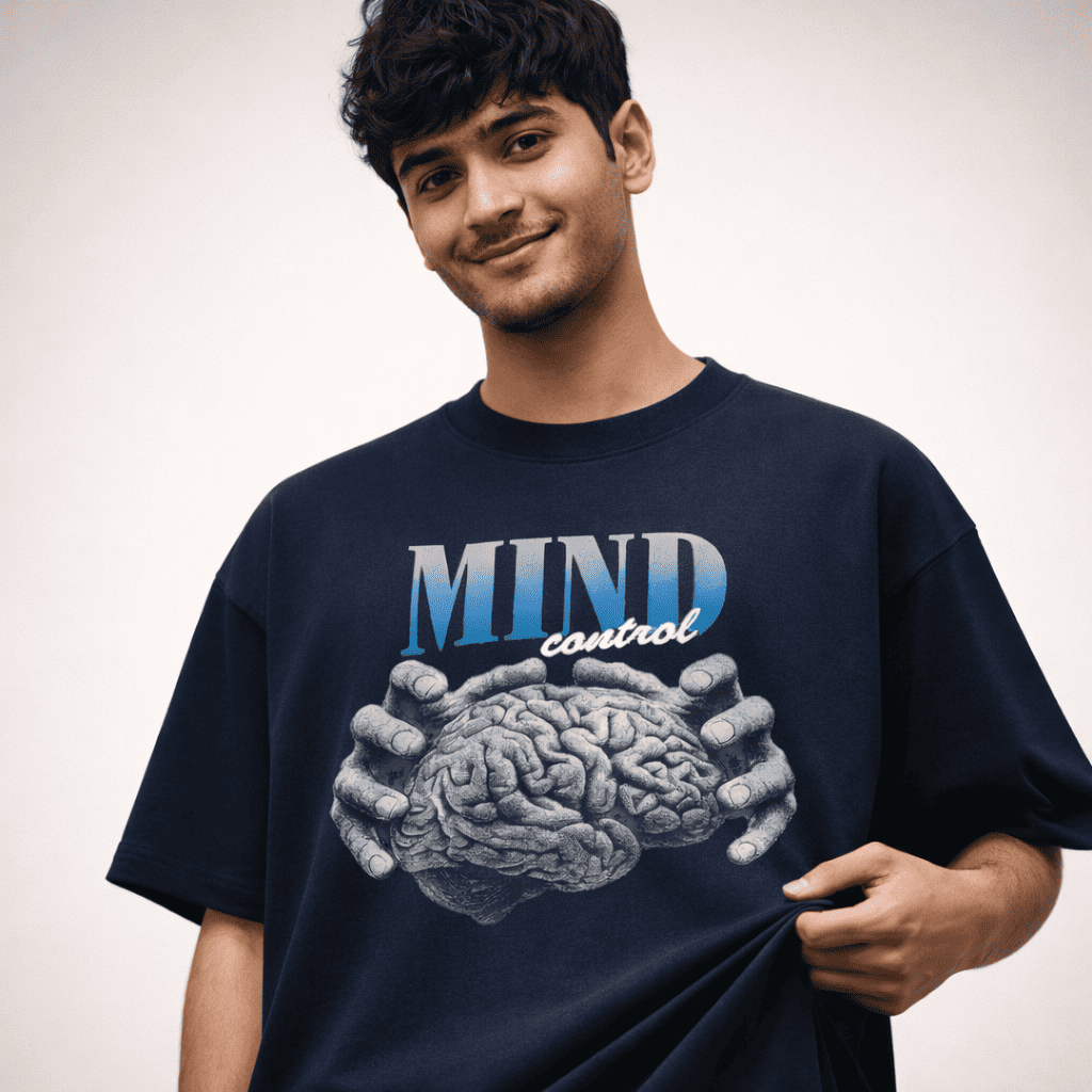 The "Cerebral Dominion" Midnight Navy Oversized T-shirt - Soch Dost