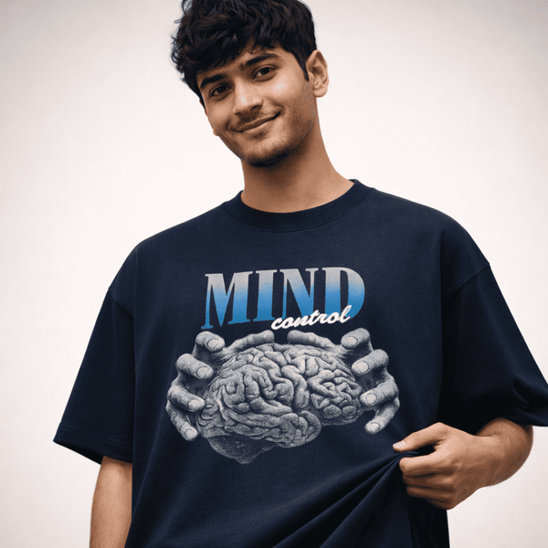 The "Cerebral Dominion" Midnight Navy Oversized T-shirt - Soch Dost
