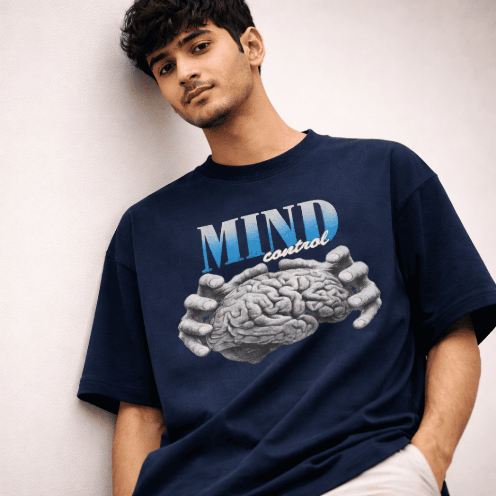 The "Cerebral Dominion" Midnight Navy Oversized T-shirt - Soch Dost
