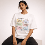 The "Self - Affirmation" Arctic White Oversized T-shirt - Soch Dost