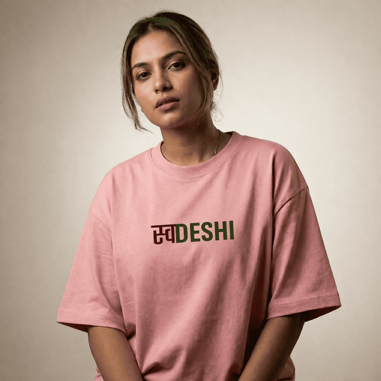 The "Swa - Deshi Heritage" Velvet Maroon Oversized T-shirt - Soch Dost
