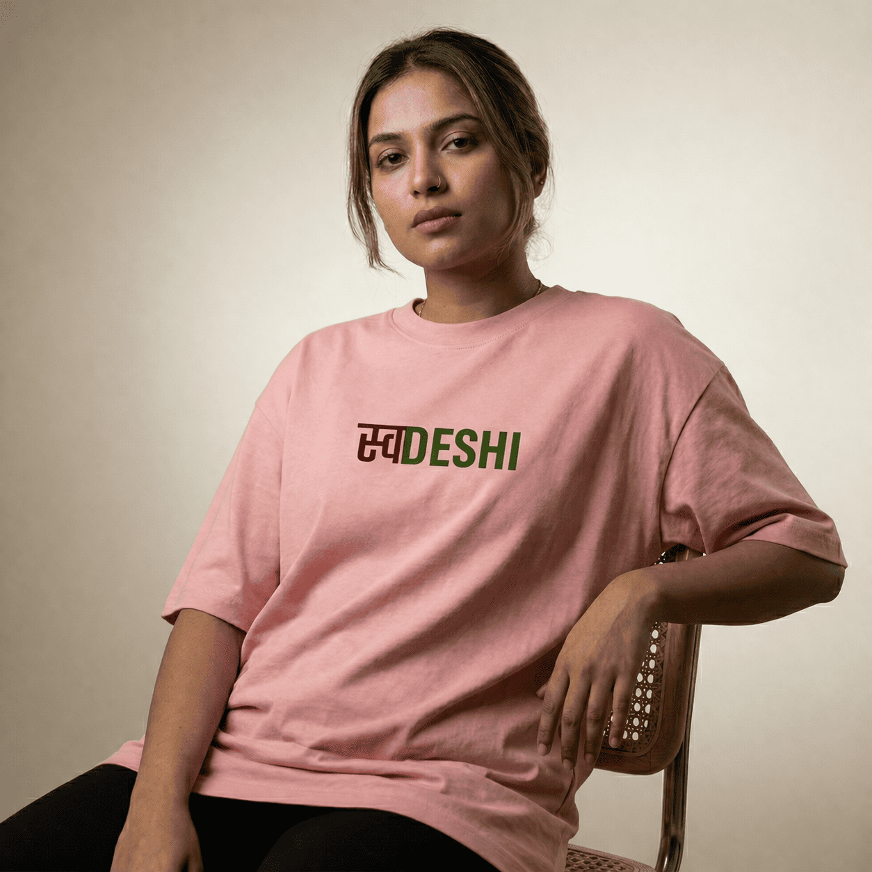 The "Swa - Deshi Heritage" Velvet Maroon Oversized T-shirt - Soch Dost